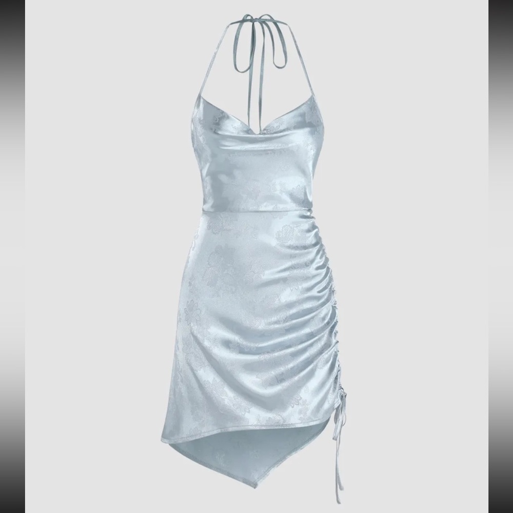 Y2K Satin Floral Jacquard Mini Dress